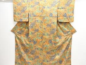 樹木に松竹梅楓模様小紋着物